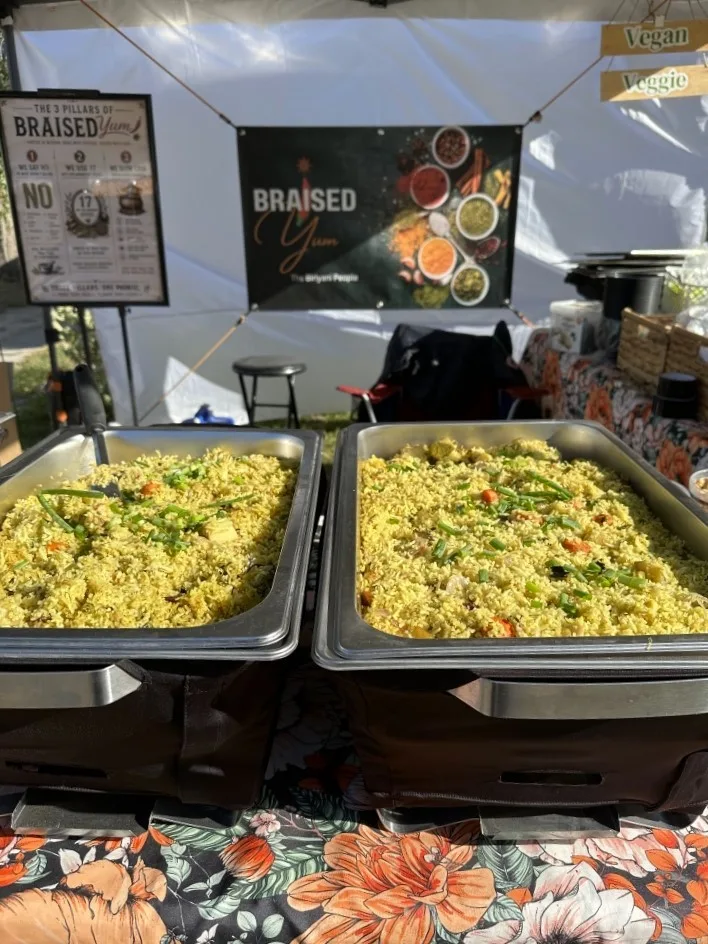 Braised Yum's signature biriyanis at the farmers market