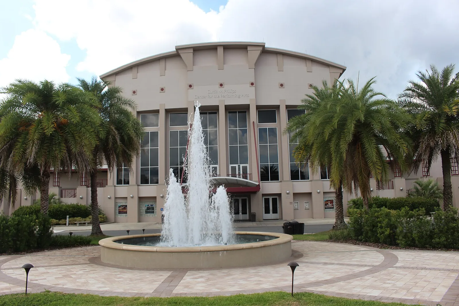 The fountain in front of the Curtis M. Phillips Center for the Performing Arts on the UF campus in Gainesville.
