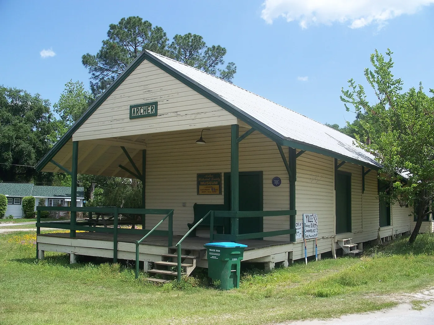 The old Archer railroad depot on SW 134th Avenue in Archer, Fla., now the Archer Historical Society museum, where the Tuesday farmers market is held.