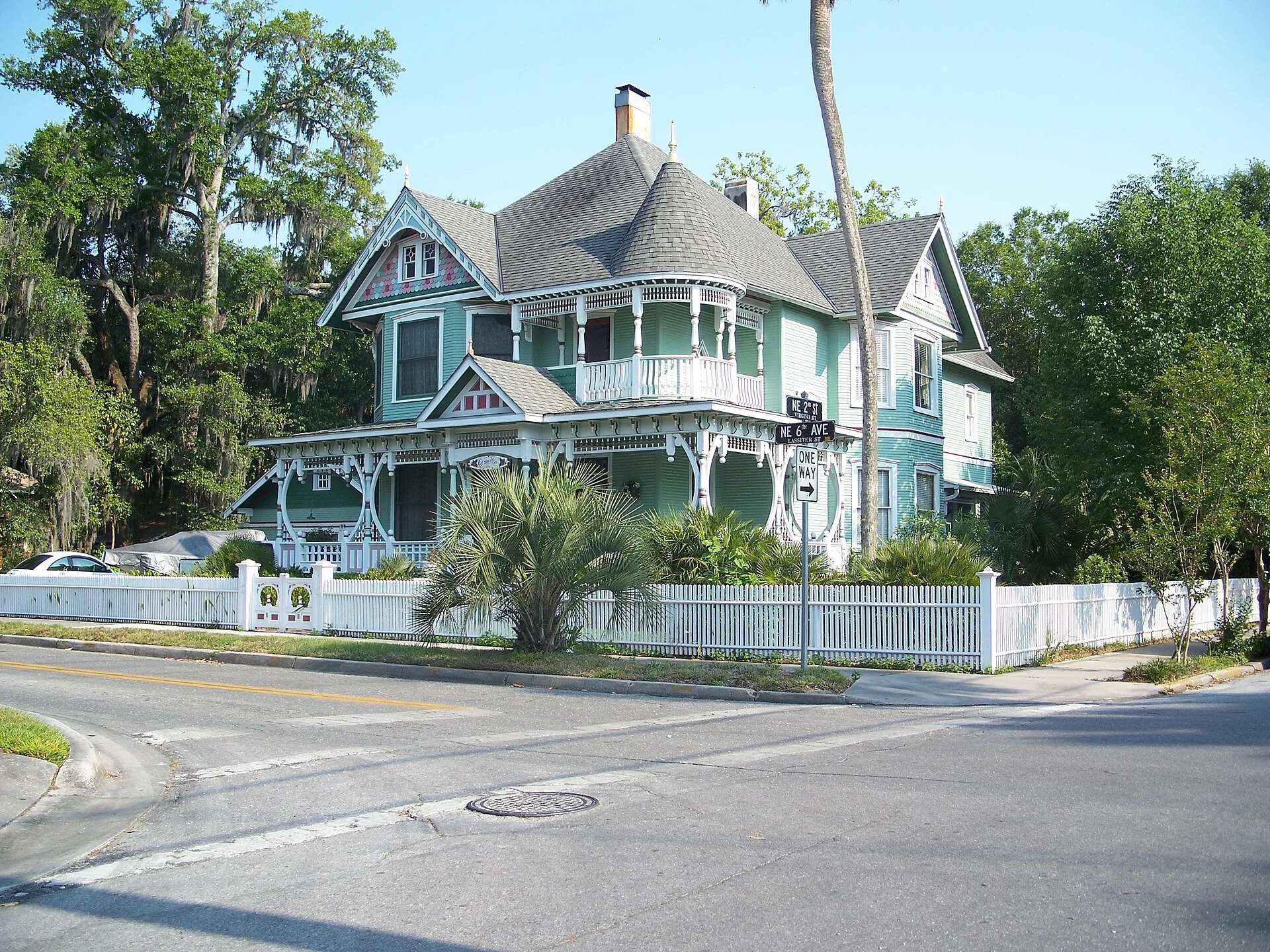 A Victorian house behind a picket fence in Gainesville's Northeast Historic District.