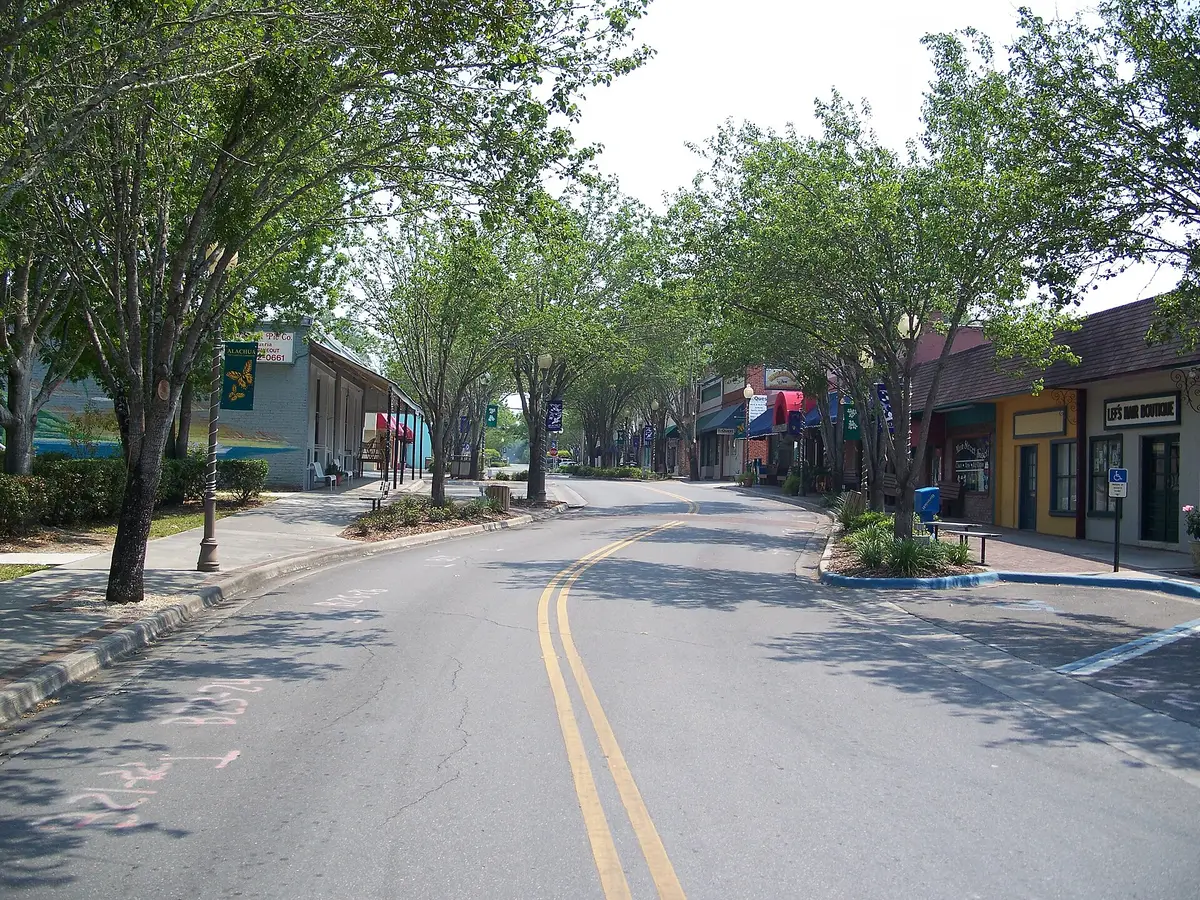 Main Street in the Alachua Main Street Historic District, about 10 miles northwest of downtown Gainesville