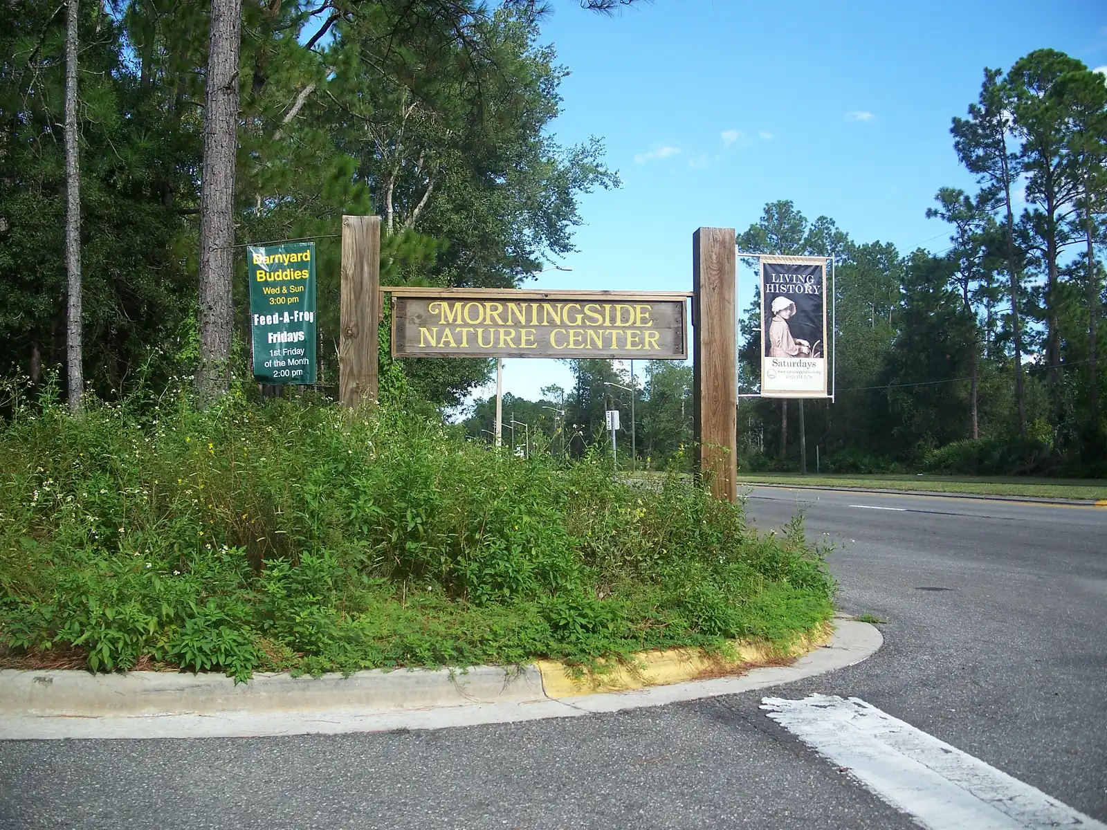 The entrance to Morningside Nature Center on East University Avenue, about three-quarters of a mile east of Duval