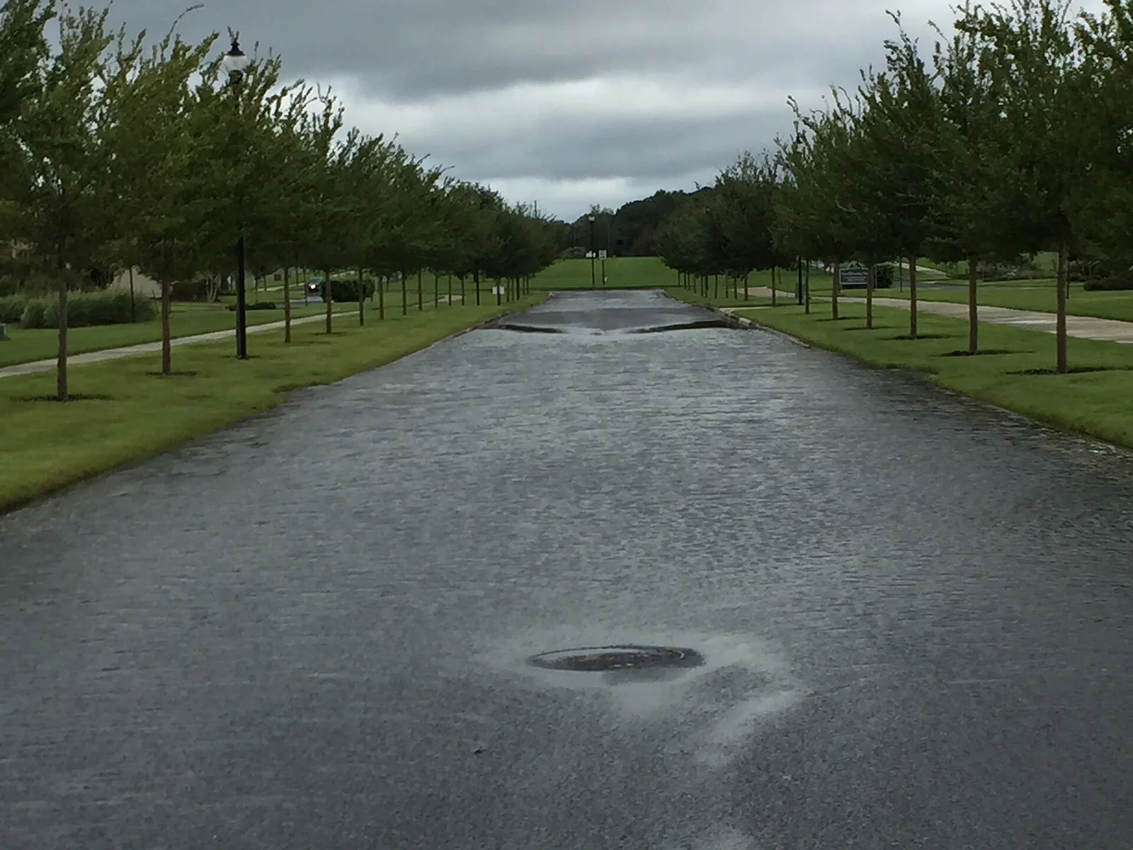 Water covers a street in the Oakmont neighborhood of Gainesville after Hurricane Irma.