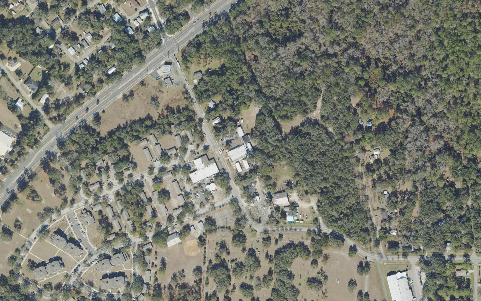 The area around Caring & Sharing Learning School on SE Fourth Street in Gainesville, seen from the air