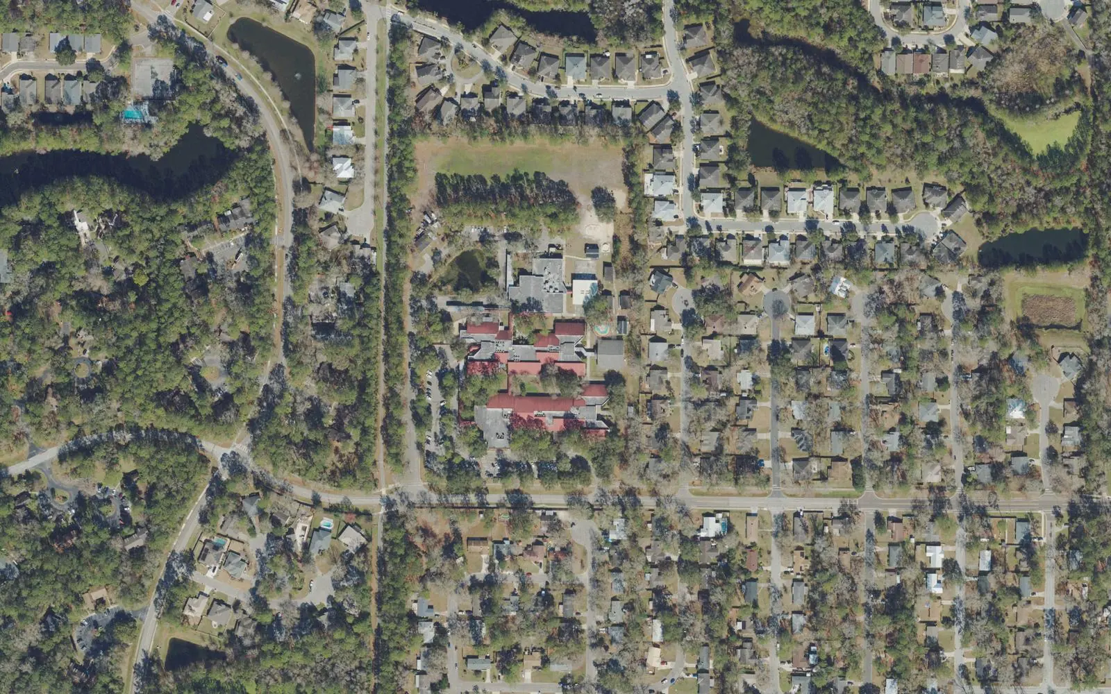 C.W. Norton Elementary School's campus on NW 45th Avenue in Gainesville, seen from the air