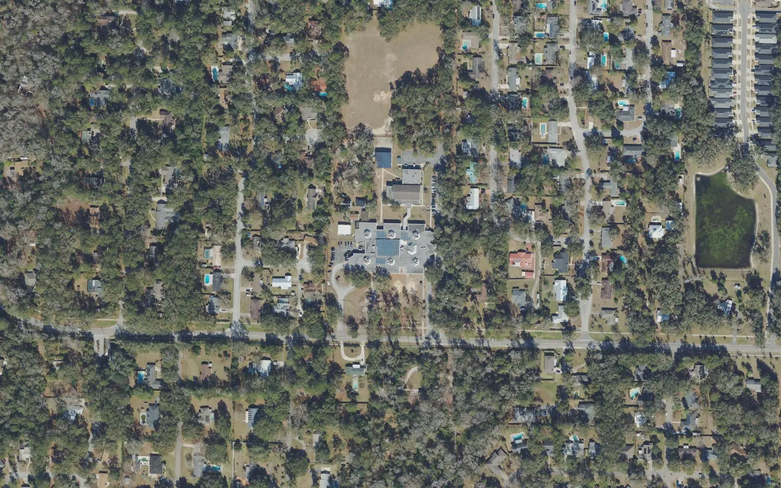 Glen Springs Elementary School's campus on NW 31st Avenue in Gainesville, seen from the air