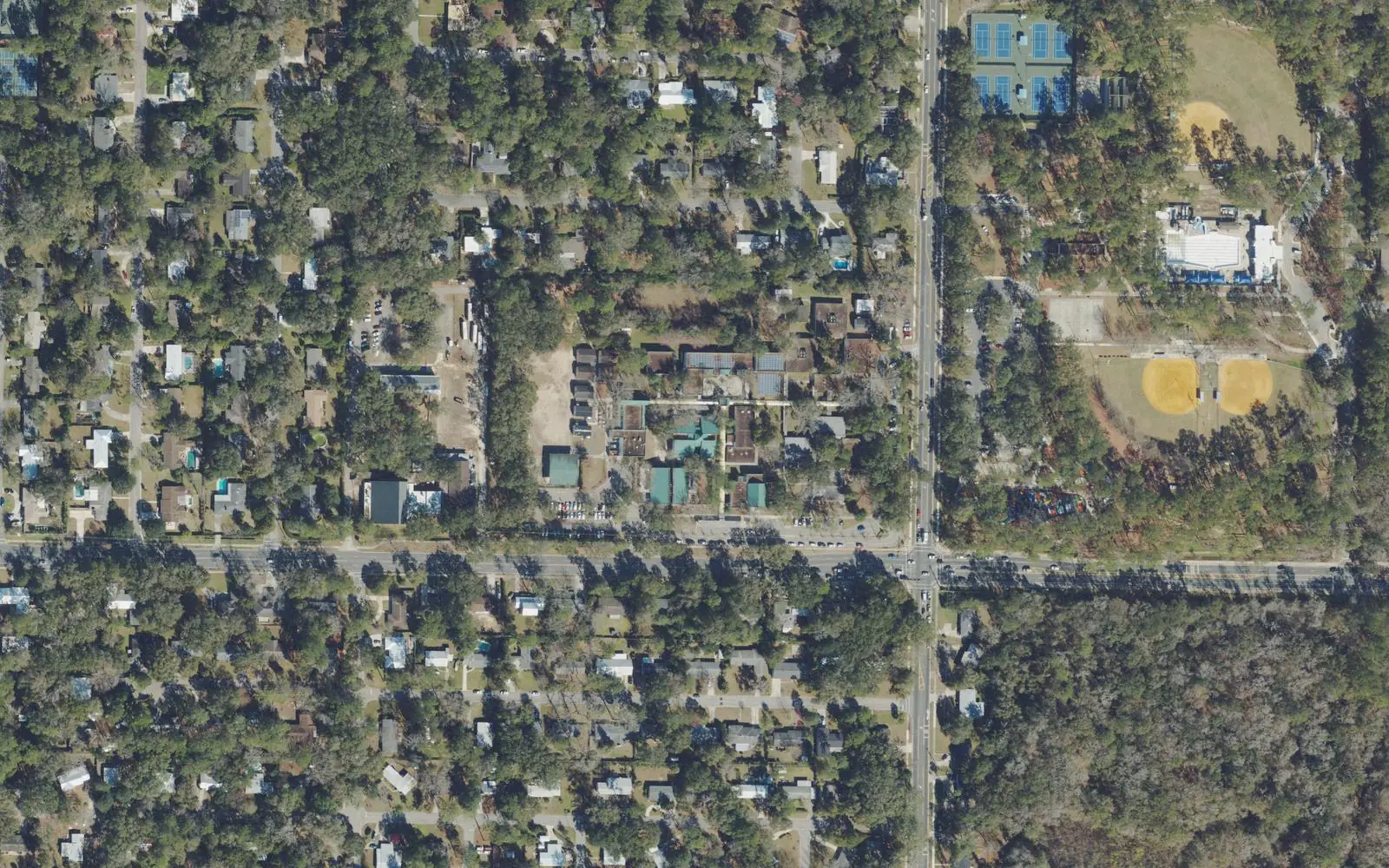 Littlewood Elementary School's campus on NW 34th Street in Gainesville, seen from the air