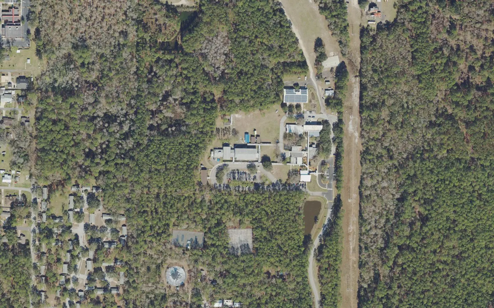 The Loften High School campus on East University Avenue in Gainesville, seen from the air