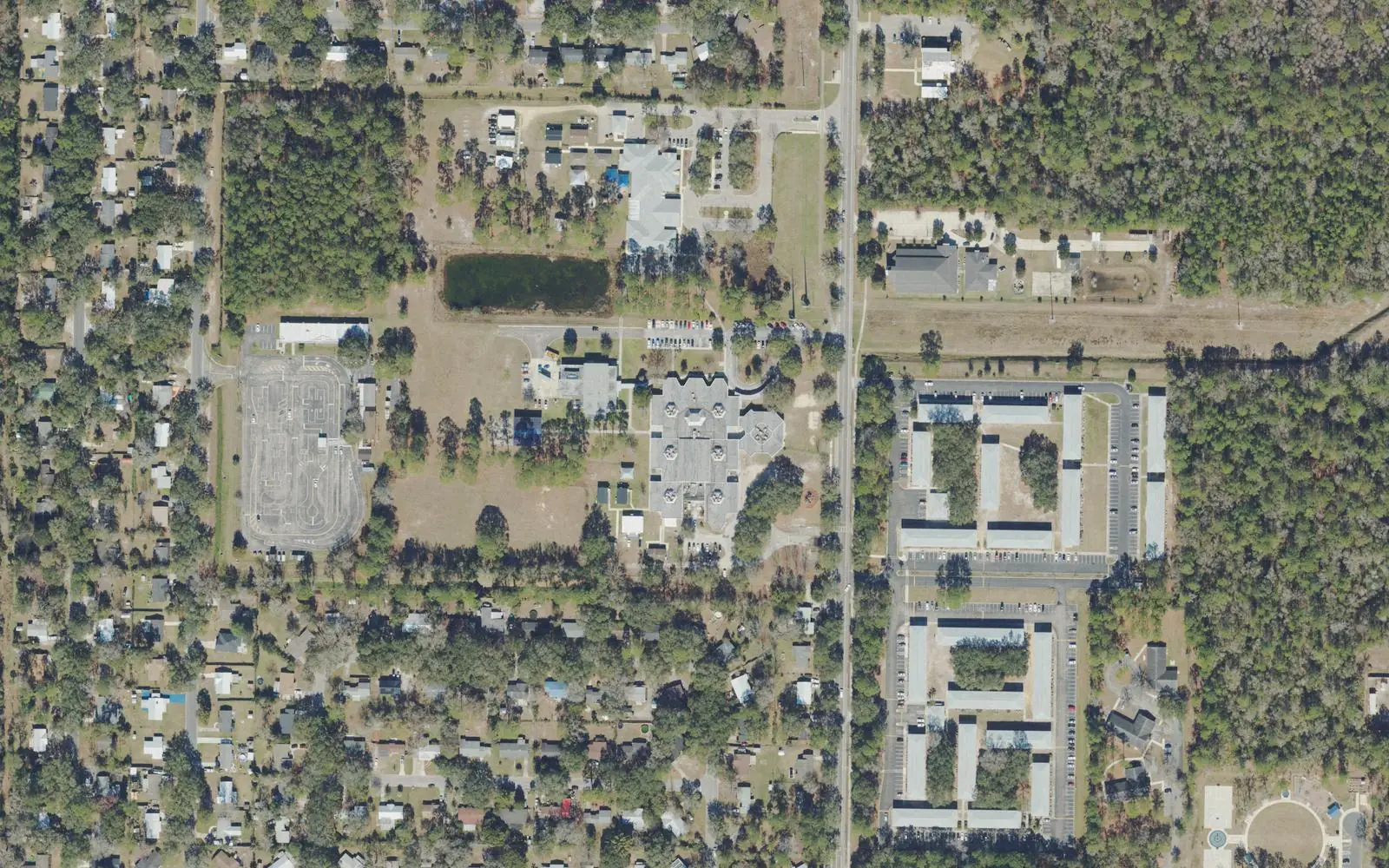 Marjorie Kinnan Rawlings Elementary School's campus on NE 15th Street in Gainesville, seen from the air