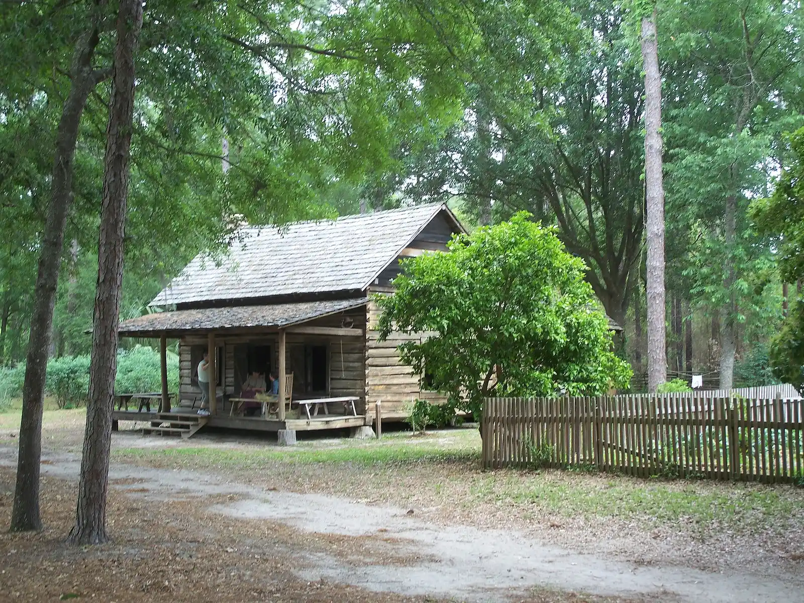 A pioneer cabin on the Living History Farm at Morningside Nature Center, home of the city's Earth Academy Day Camp.