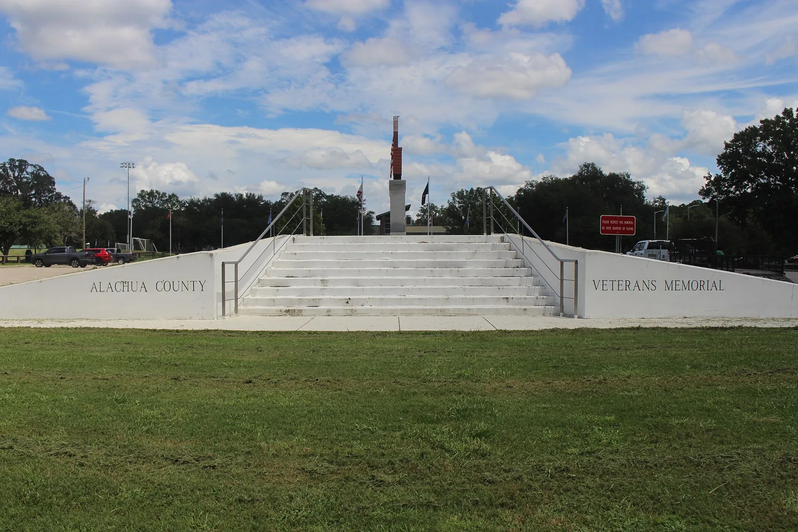 The steps up to the Alachua County Veterans Memorial at Veterans Memorial Park, west of Gainesville.
